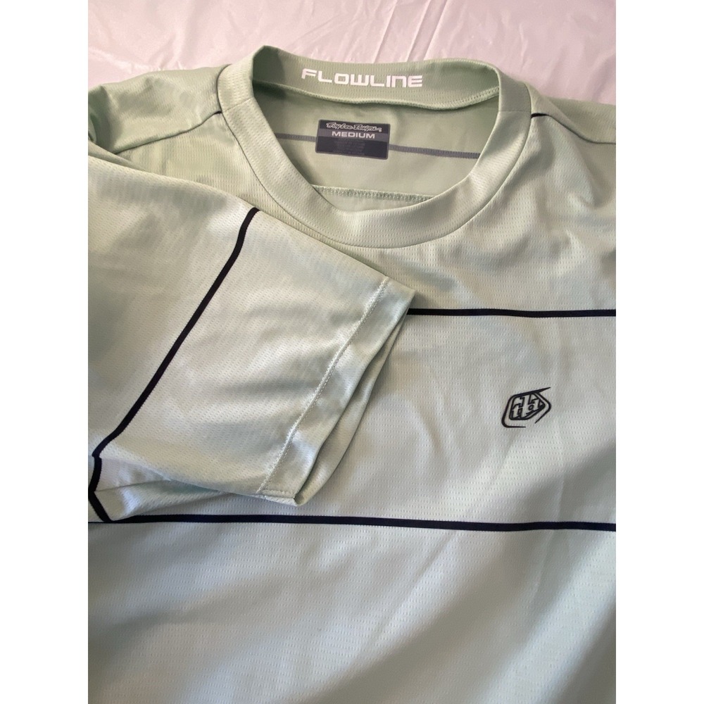 Troy Lee Designs FLOWLINE  Green Striped‎ Golf Shirt-Size M-W/Glasses Cleaner
